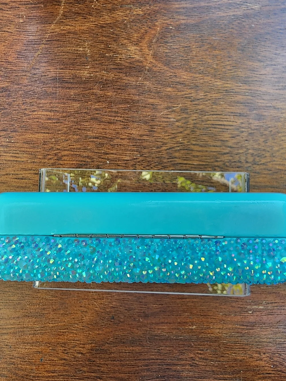 Custom Bling Tiffany Blue Eyeglass Case Rhinestone Crystal Hard Clamshell